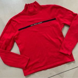 Vintage 90s Polo Jeans Company by Ralph Lauren, red turtleneck, size XL